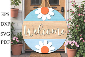 Layered Floral Door Hanger Laser Cut, an Illustration by Libby Wishes
