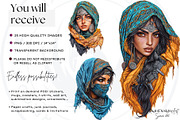 Berber Tuareg Woman clipart Set, a Person Illustration by ThatsDesignArt (Thumbnail 3 of 10)