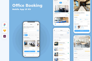 Office Booking Mobile App UI Kit, an UI Kit Template by uicube