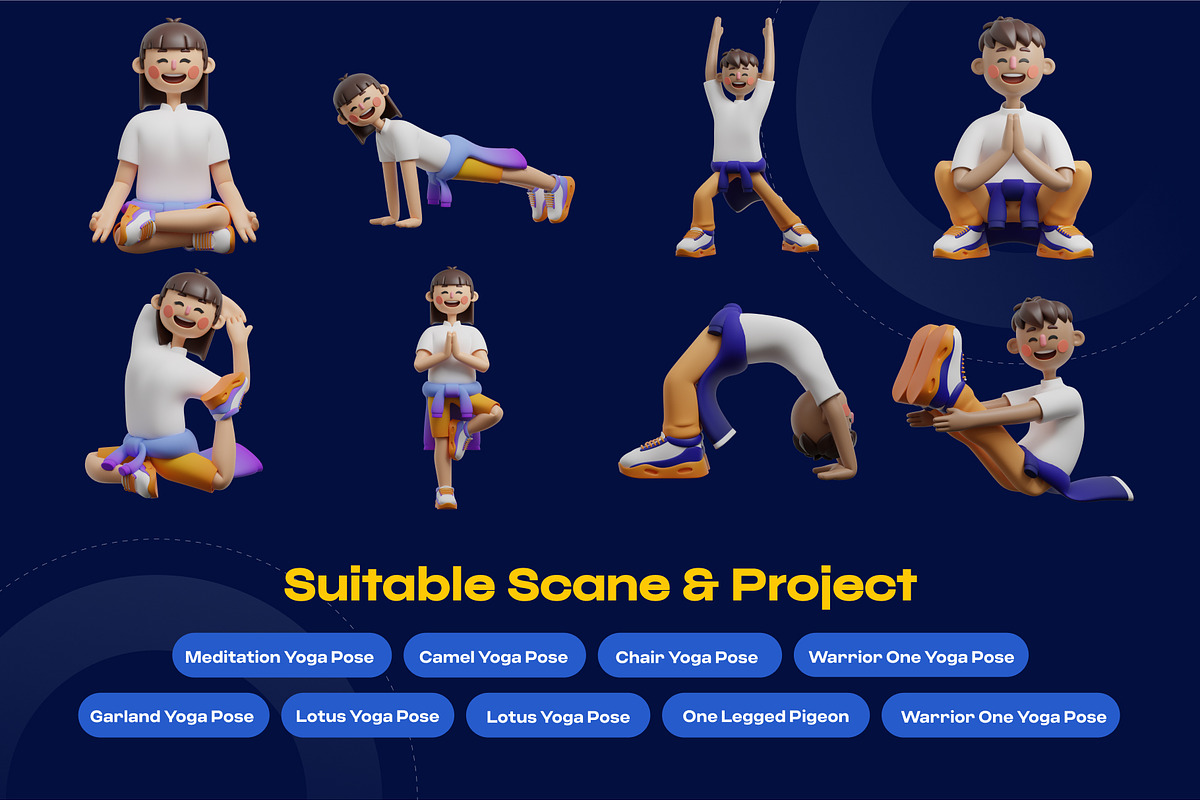 Yoga pose 3D Character pack, a Characters & Person 3D Model by orenjidesign (Photo 4 of 8)