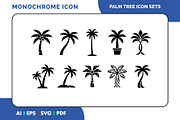 Palm Tree Icon Set Monochrome Vector, a Solid Icon by Fontmine Studio (Thumbnail 1 of 3)