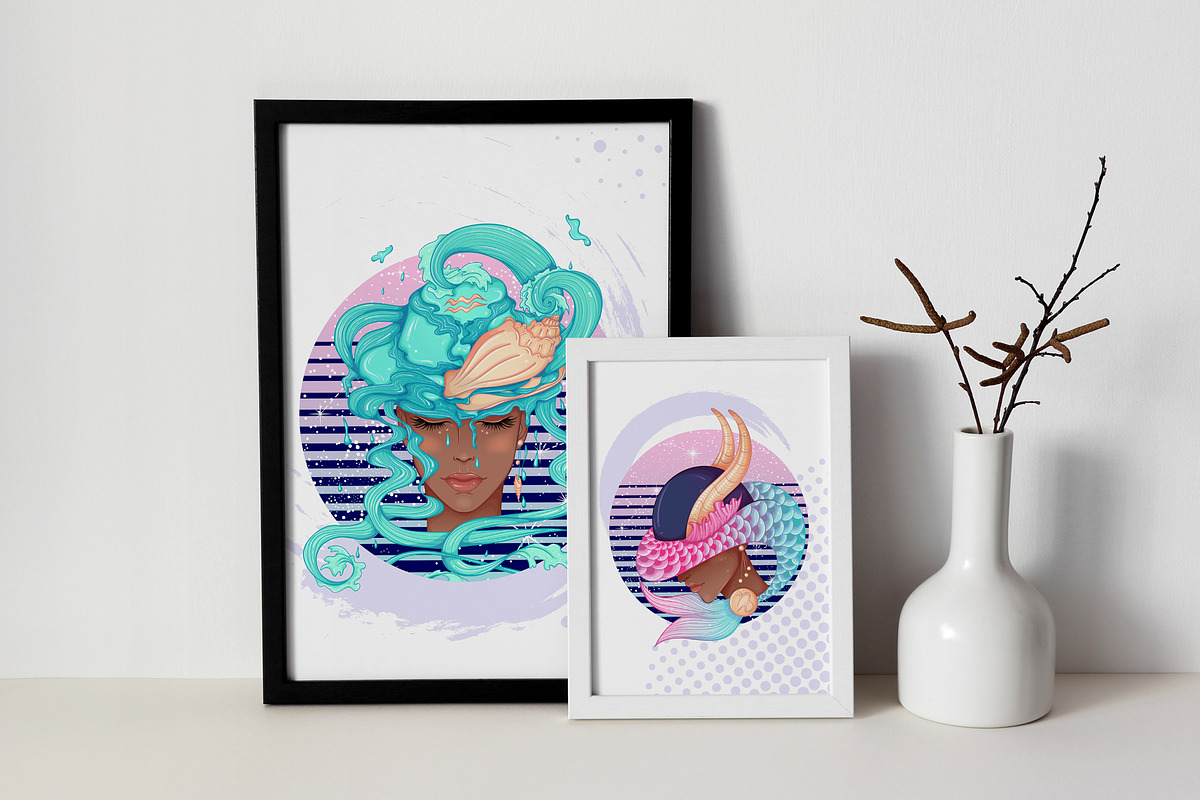 12 Zodiac Girl Hand Drawn Collection, an Illustration by ennona_art (Photo 9 of 11)