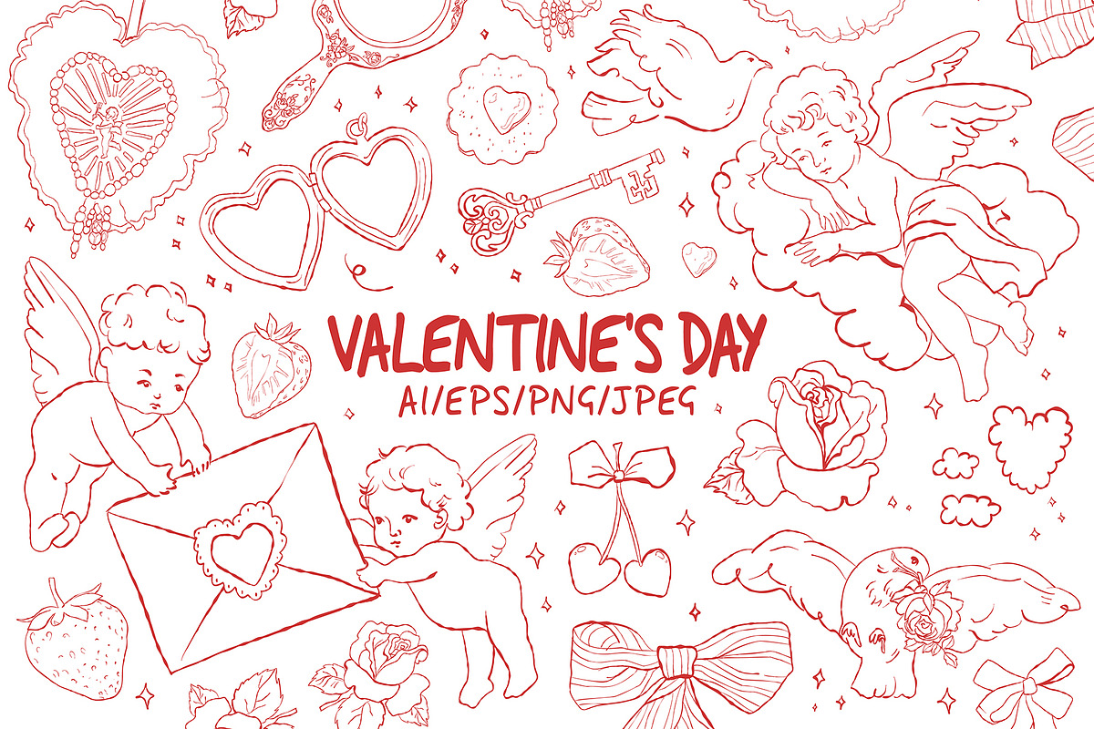Vintage Cupid Clipart, a Decorative Illustration by Zeukaa (Photo 1 of 8)