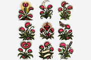 Retro Tattoo Venus Flytrap Clipart, a Seasonal Illustration by Tanya Kart (Thumbnail 6 of 8)