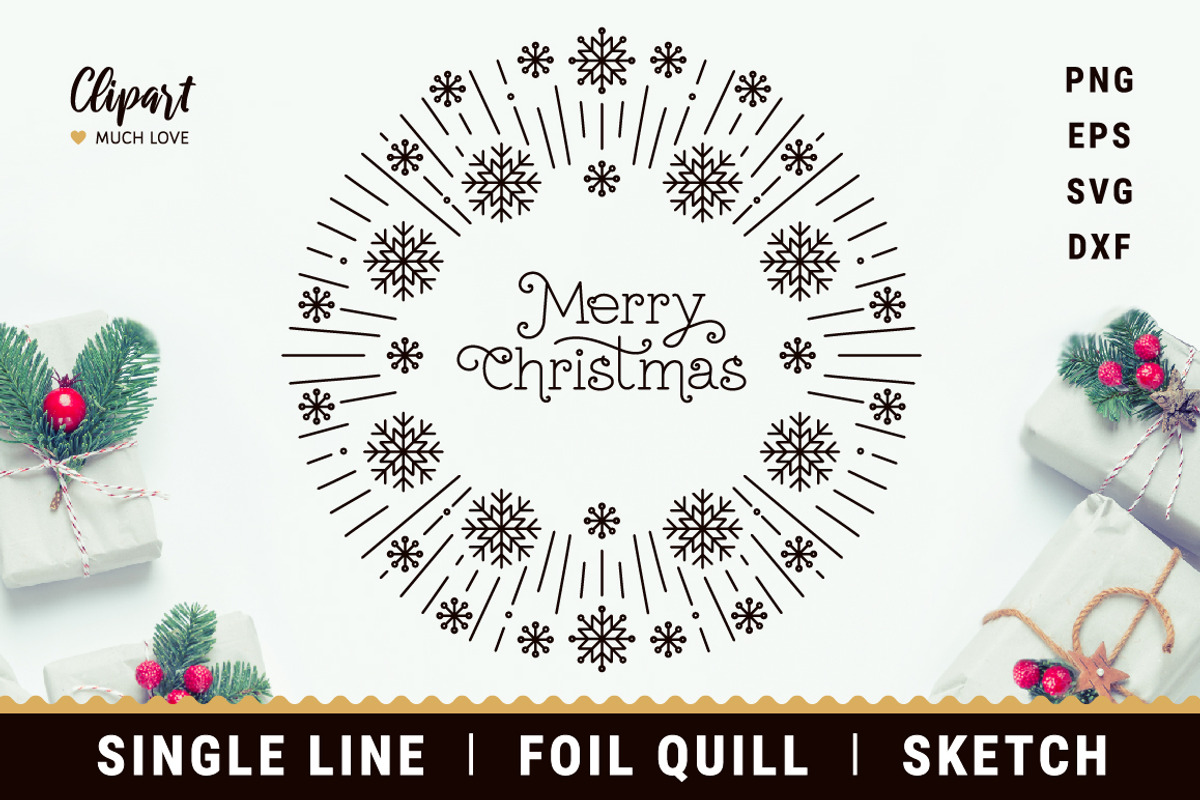 Single Line Christmas Foil Quill SVG, an Object Graphic by ClipartMuchLove (Photo 1 of 6)