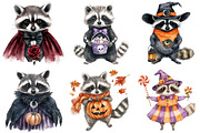 Halloween Raccoon Clipart, a Seasonal Illustration by CitraGraphics (Thumbnail 2 of 5)