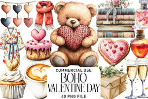 Boho Valentine’s Day Clipart, an Illustration by Daily.Designs