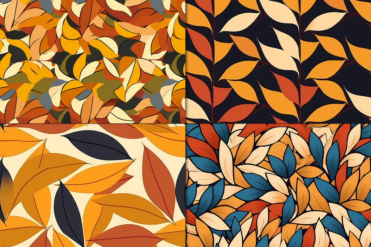 20 Seamless Autumn Leaves Patterns, a Pattern Graphic by Nordic Design (Photo 9 of 9)