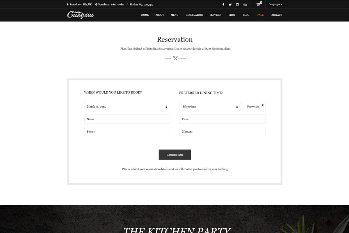 Gusteau - Elegant Food & Restaurant, a HTML Template by Digipieces (Photo 3 of 10)