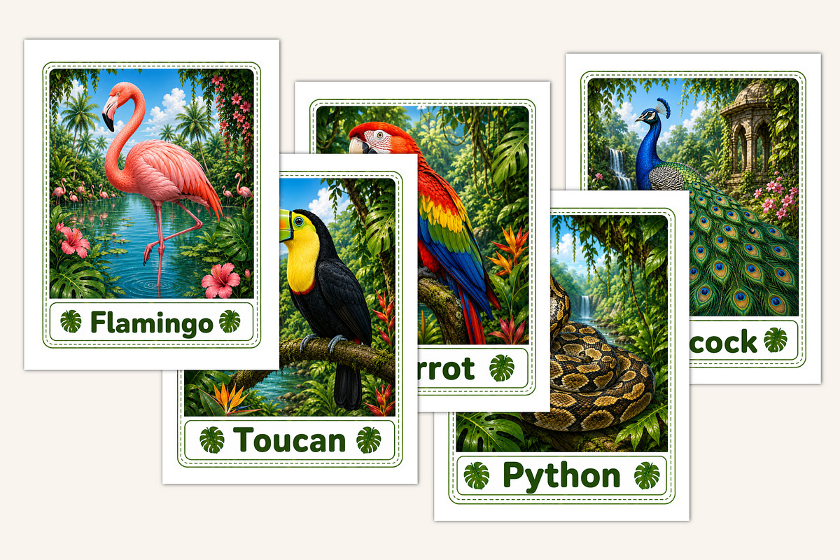 Jungle Animal Cards, a Stationery Template by Designmela01 (Photo 3 of 5)