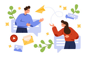 Modern Chat Communication and, a Person Illustration by Flashvector