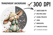 Bunny and Flowers Clipart PNG, an Illustration by Craft Nest (Thumbnail 2 of 12)
