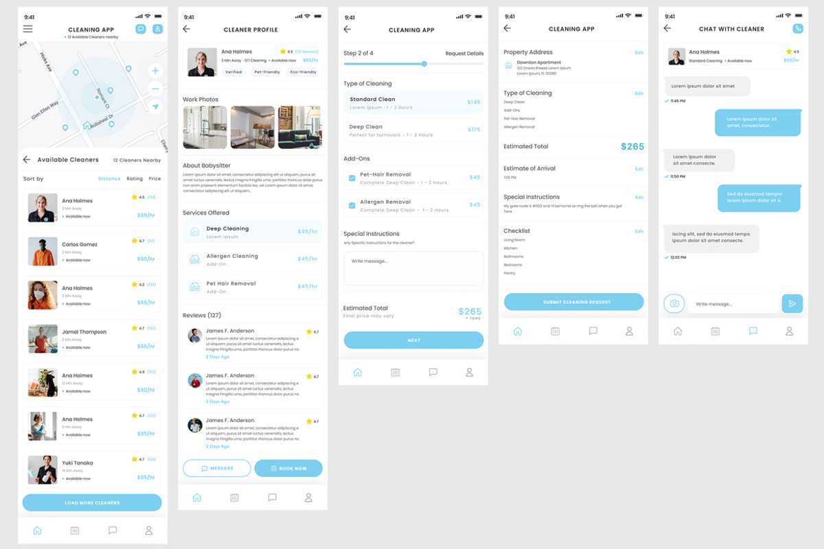 Home Cleaning, Clean Booking & Housekeeping App UI preview 2