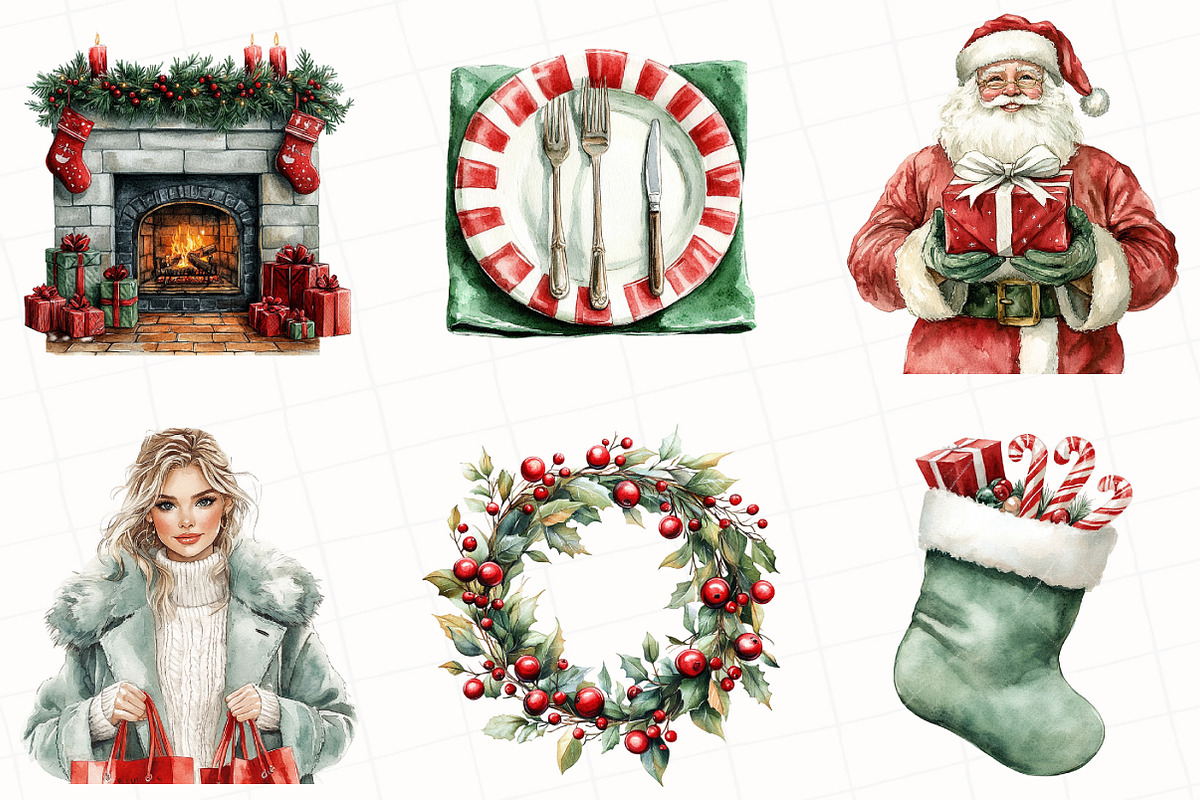 Cozy Christmas Watercolor Clipart, an Illustration by OK Design (Photo 4 of 5)