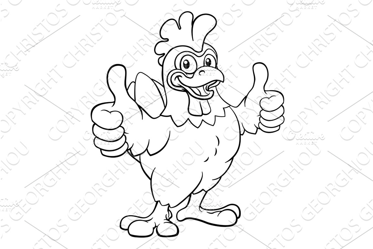 Chicken Cartoon Rooster Cockerel, an Animal Illustration by Christos Georghiou