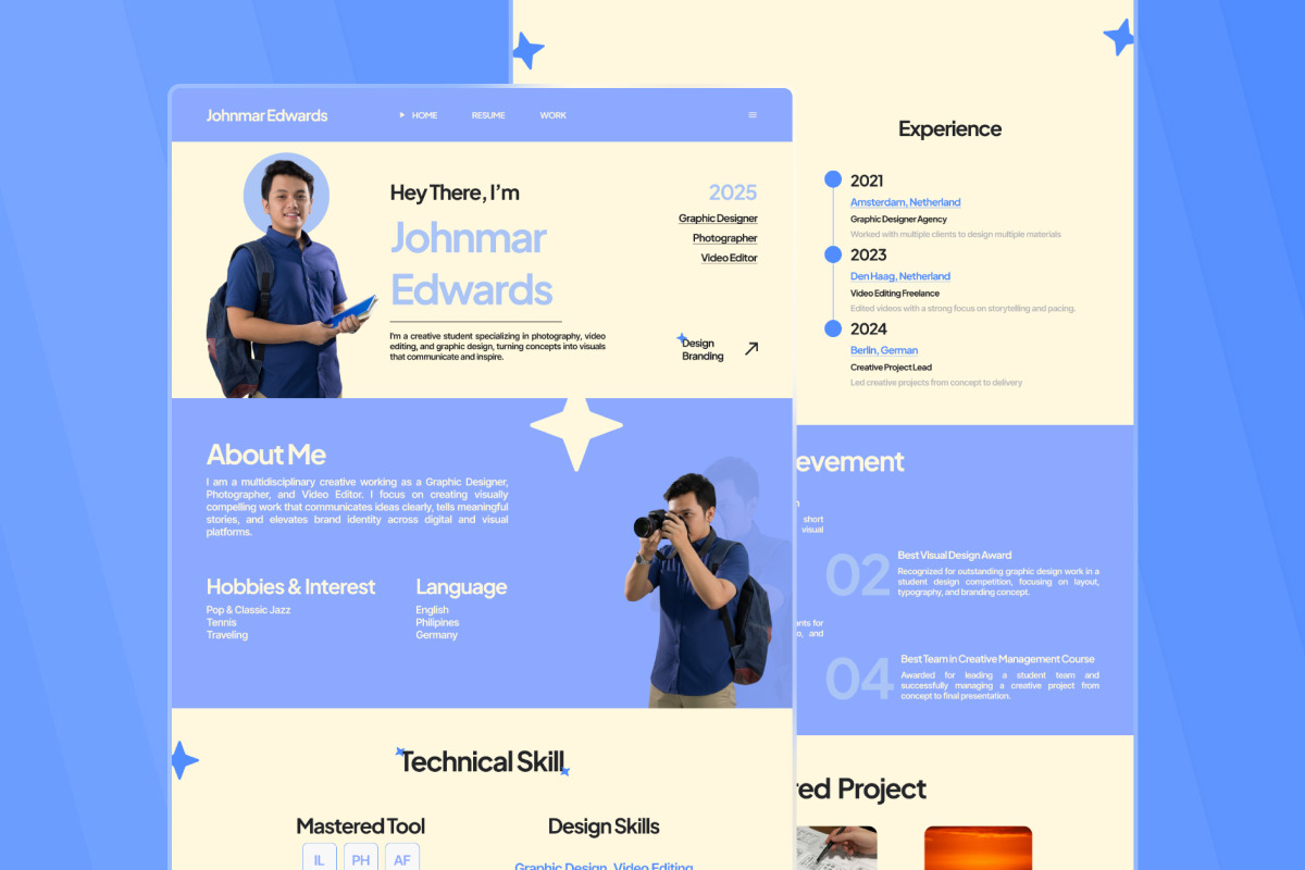 Johnmar – Student Portfolio Landing, a Landing Page Template by trabaskriya (Photo 5 of 5)