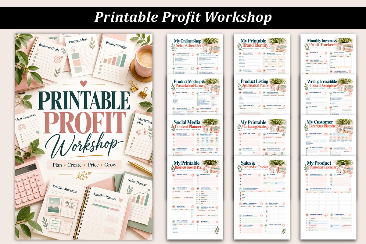 Printable Profit Workshop, a Stationery Template by Designmela01 (Photo 1 of 5)