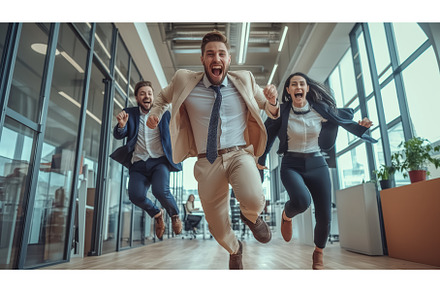 Business People Racing Through