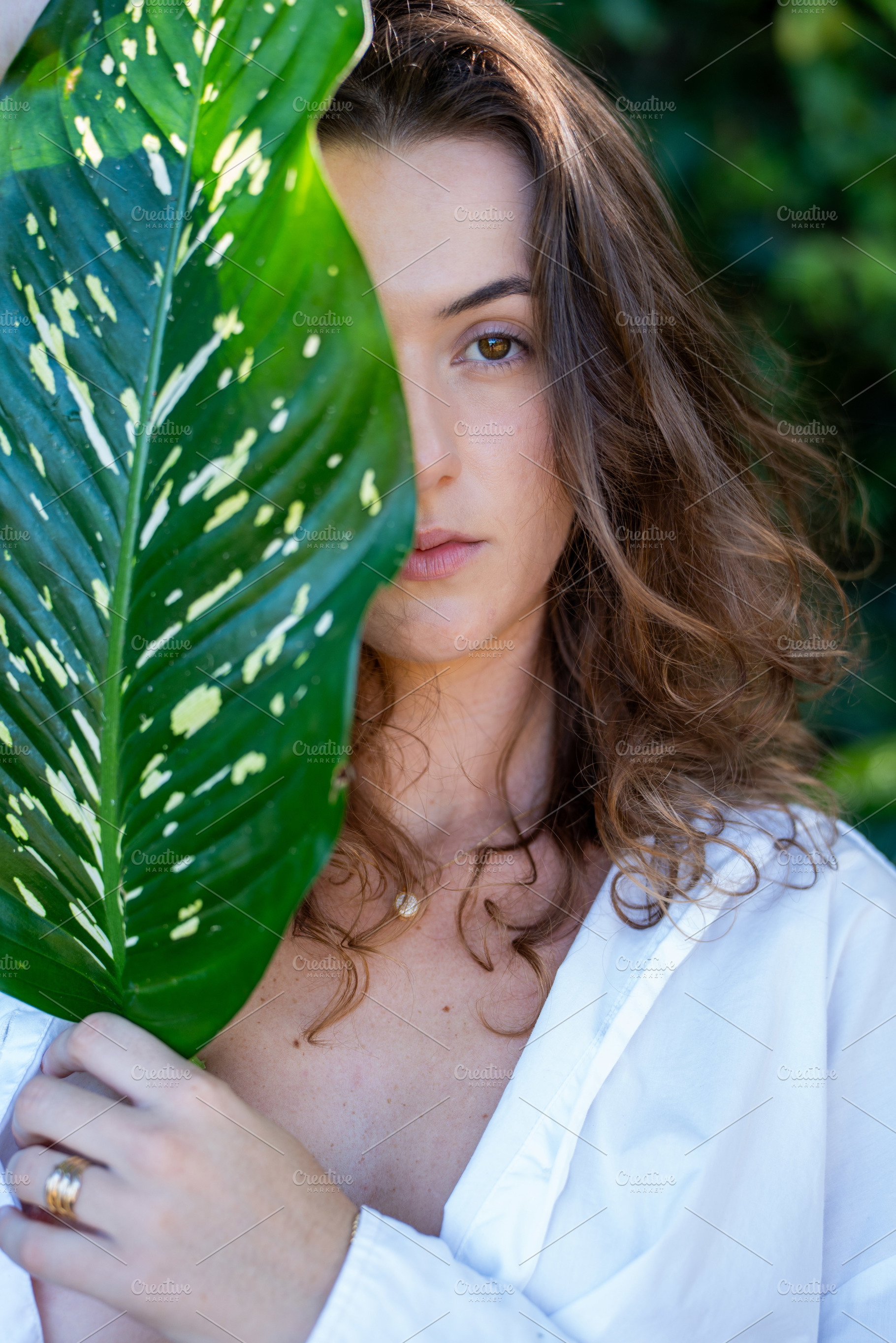 Natural Woman Portrait with Tropical, a Person Photo by HiLine