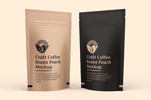 Craft Paper Coffee Pouch Bag Mockup