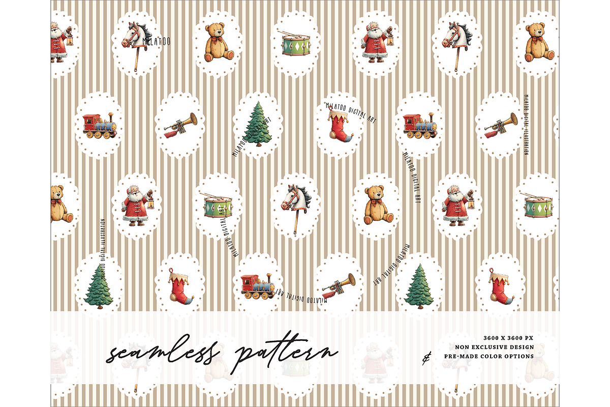 Traditional Christmas cameo pattern, a Pattern Graphic by Milatoo (Photo 1 of 3)