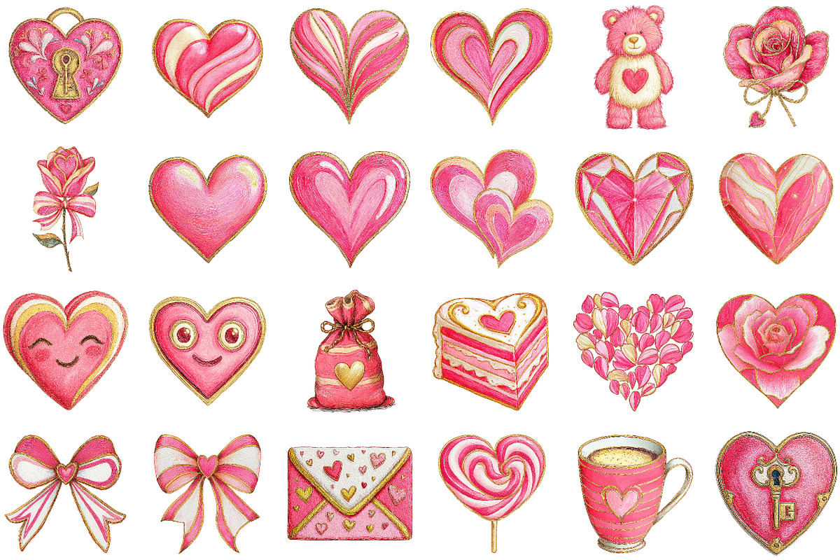 Watercolor Red Valentines Clipart PN, an Illustration by Sublimation Artist (Photo 2 of 6)