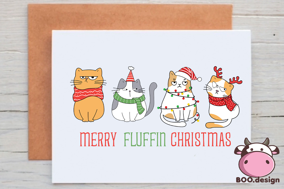 Funny Christmas Cat Design Bundle, a Graphic by Boodesign (Photo 5 of 6)