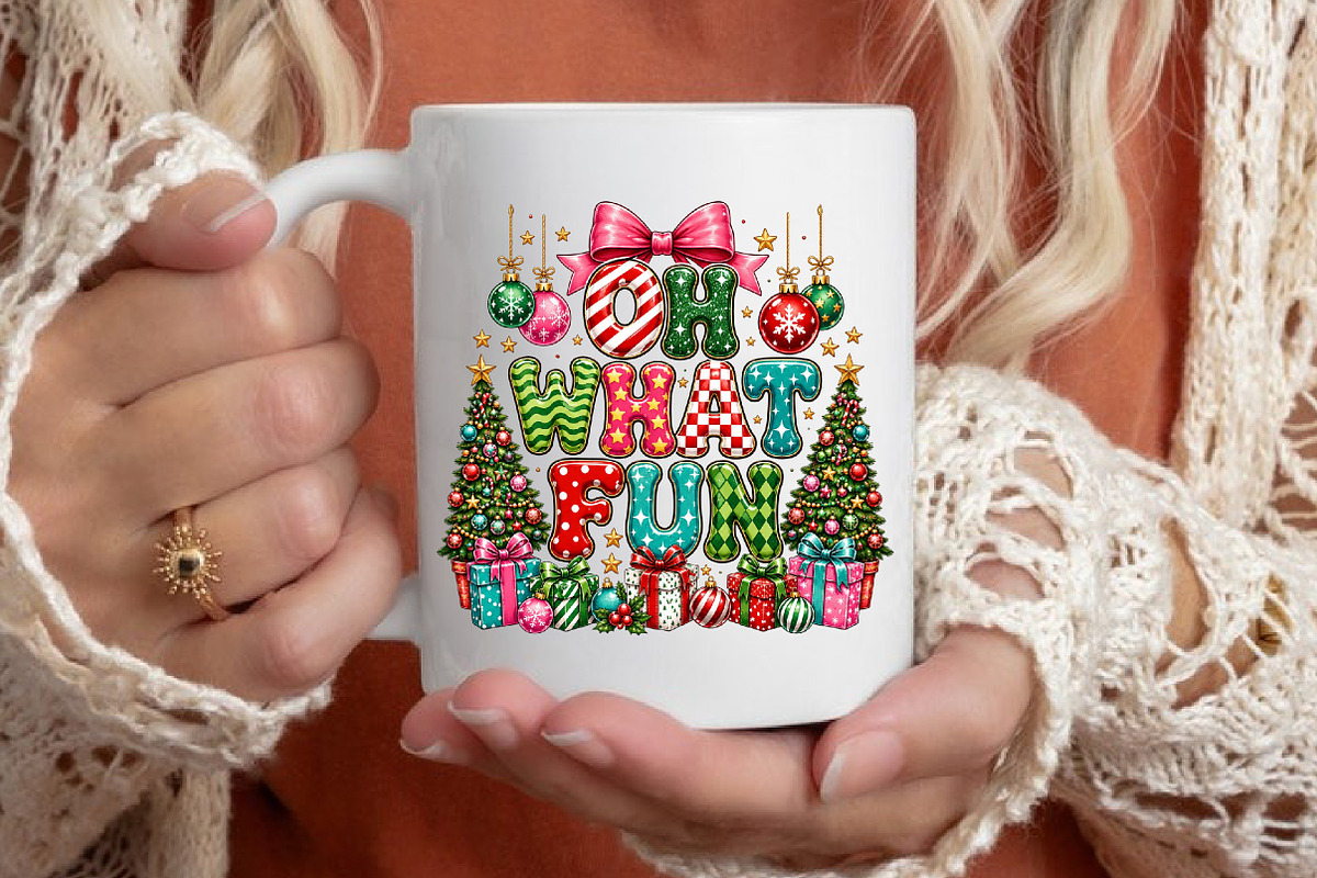 Retro Oh What Fun Christmas PNG, a Seasonal Illustration by designcity5 (Photo 4 of 4)
