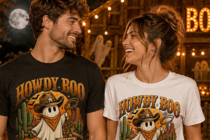 Howdy Boo Cowboy Ghost Wild West PNG