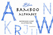 Watercolor Blue Bamboo Alphabet, a Decorative Illustration by SvetaArtStore (Thumbnail 1 of 6)