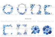Blue Floral Clipart, Blue Roses PNG, a Decorative Illustration by BrushstrokeArtGB (Thumbnail 6 of 9)
