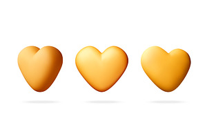 Three isolated yellow 3d hearts, an Object Illustration by Abscent