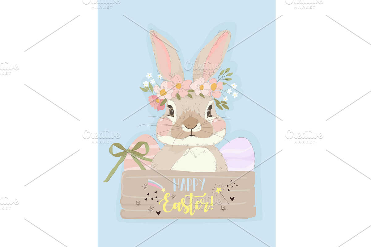 Happy Easter Greeting Card with Cute, an Object Illustration by Maria Starus