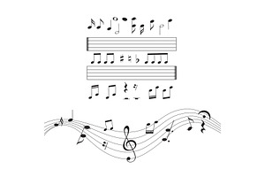 Music notes, musical design element