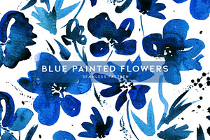 Blue Painted Flowers