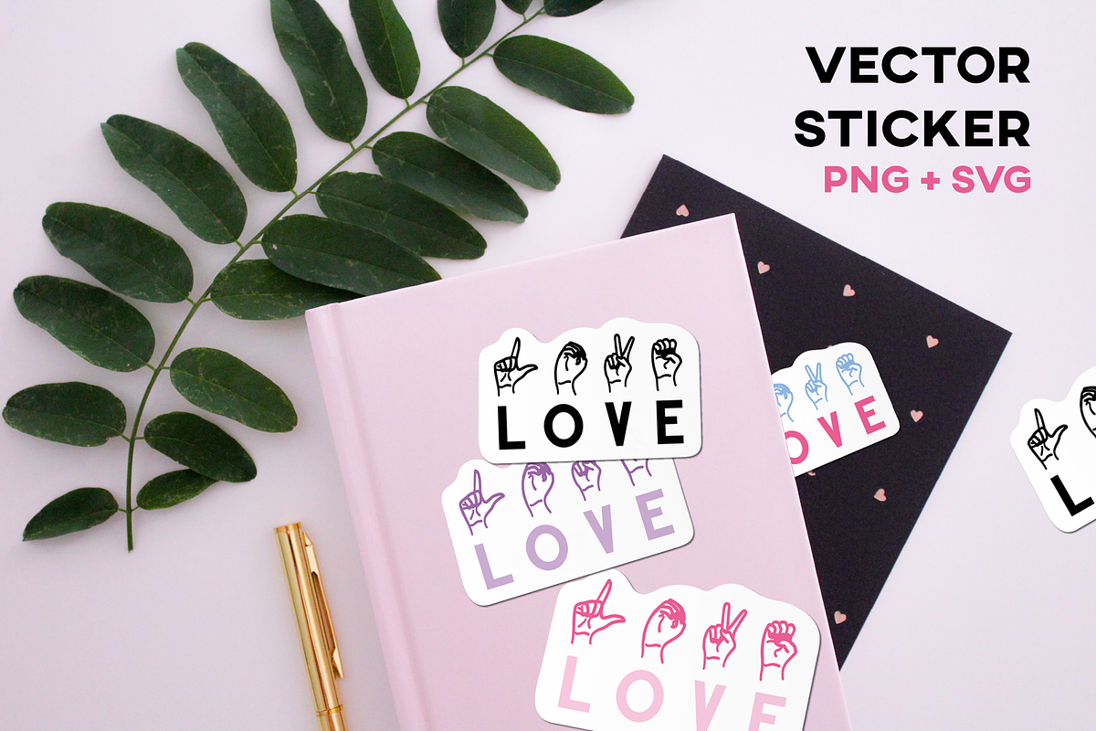 Love Sticker American Sign Language, an Illustration by InkCloudDesign (Photo 1 of 5)