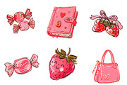 Coquette strawberry clipart retro, an Illustration by CreationArt (Thumbnail 4 of 5)