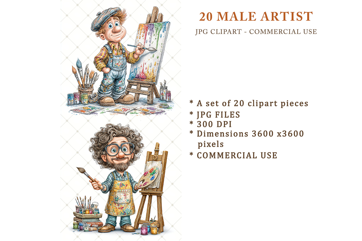 Male Artist Clipart JPG, a Person Illustration by Memories By Lea (Photo 2 of 20)
