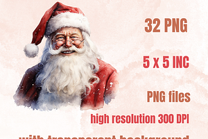 Watercolor Santa Claus Clipart