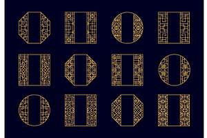 Asian chinese gold pattern frames, a Decorative Illustration by Vector Tradition
