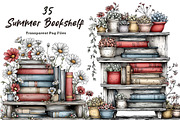 Summer Bookshelf Clipart, an Illustration by CreationArt (Thumbnail 1 of 7)