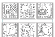 Autumn ABC Bold and Easy Coloring, a Seasonal Illustration by Coco Bloom (Thumbnail 3 of 3)