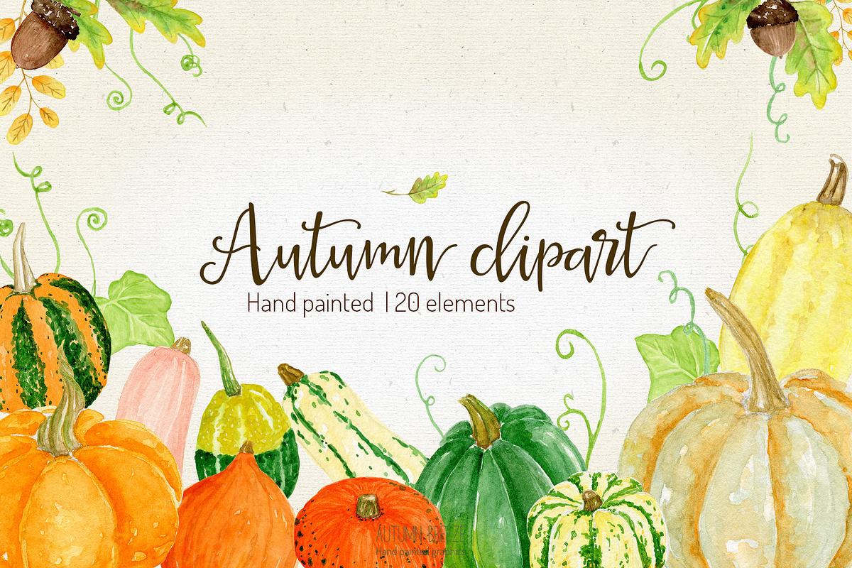 Watercolor Pumpkin Clipart, a Seasonal Illustration by Autumn Breeze (Photo 1 of 3)