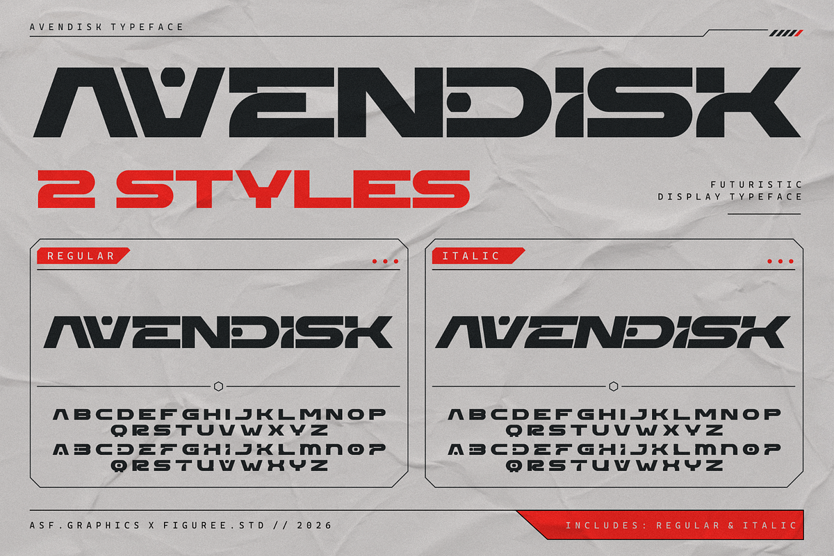 Avendisk – Bold Futuristic Font, a Sans Serif Font by figuree studio (Photo 4 of 10)