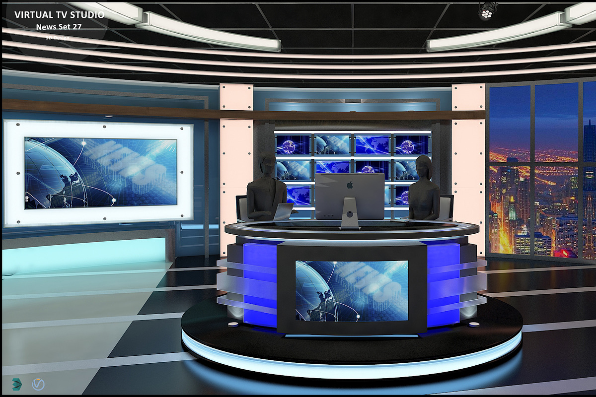 Virtual TV Studio News Set 27, an Architecture 3D Model by akerStudio (Photo 10 of 49)