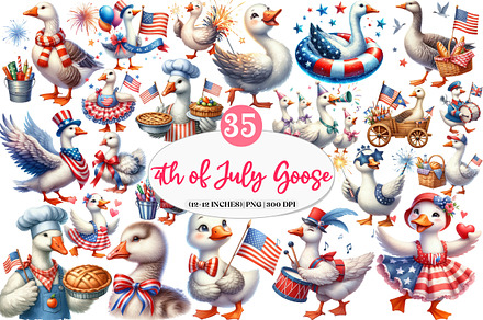 4th of July Goose Clipart PNG