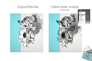 Black Ink Flowers and Watercolor, an Illustration by WBS Design (Thumbnail 4 of 26)