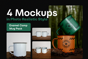 Enamel Mug Realistic Mockups Pack