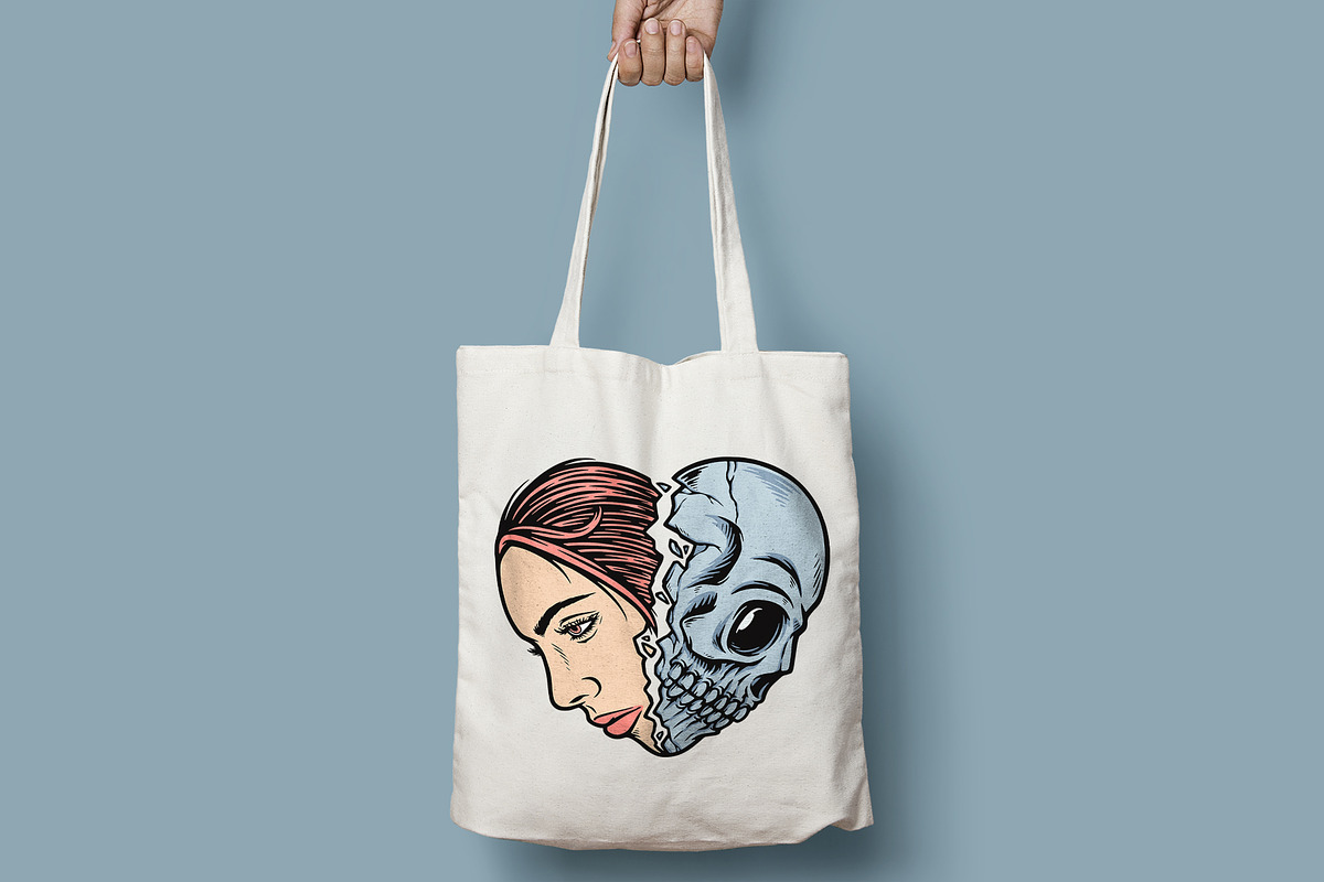 woman face and skull in love shape, a Person Illustration by gunaonedesign (Photo 3 of 4)
