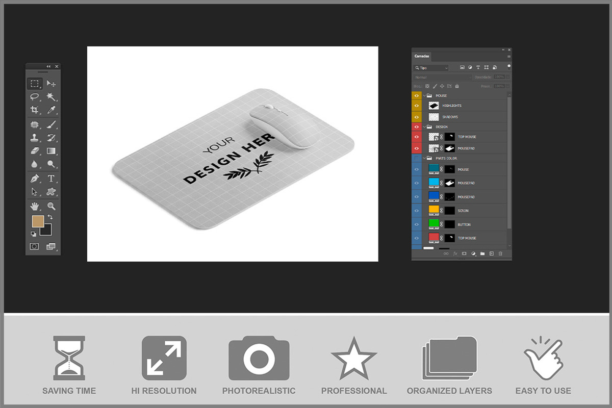 Mouse Pad Mockup With Mouse PSD, a Product Mockup by Bruno's Shop (Photo 3 of 4)